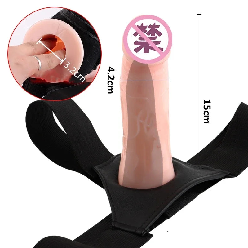 Men Strap on Dildo Underwear Wearable Hollow Penis Extended Sleeve Strap Dildo Pants Belt for Men Sex Toy for Women Gay Dildos