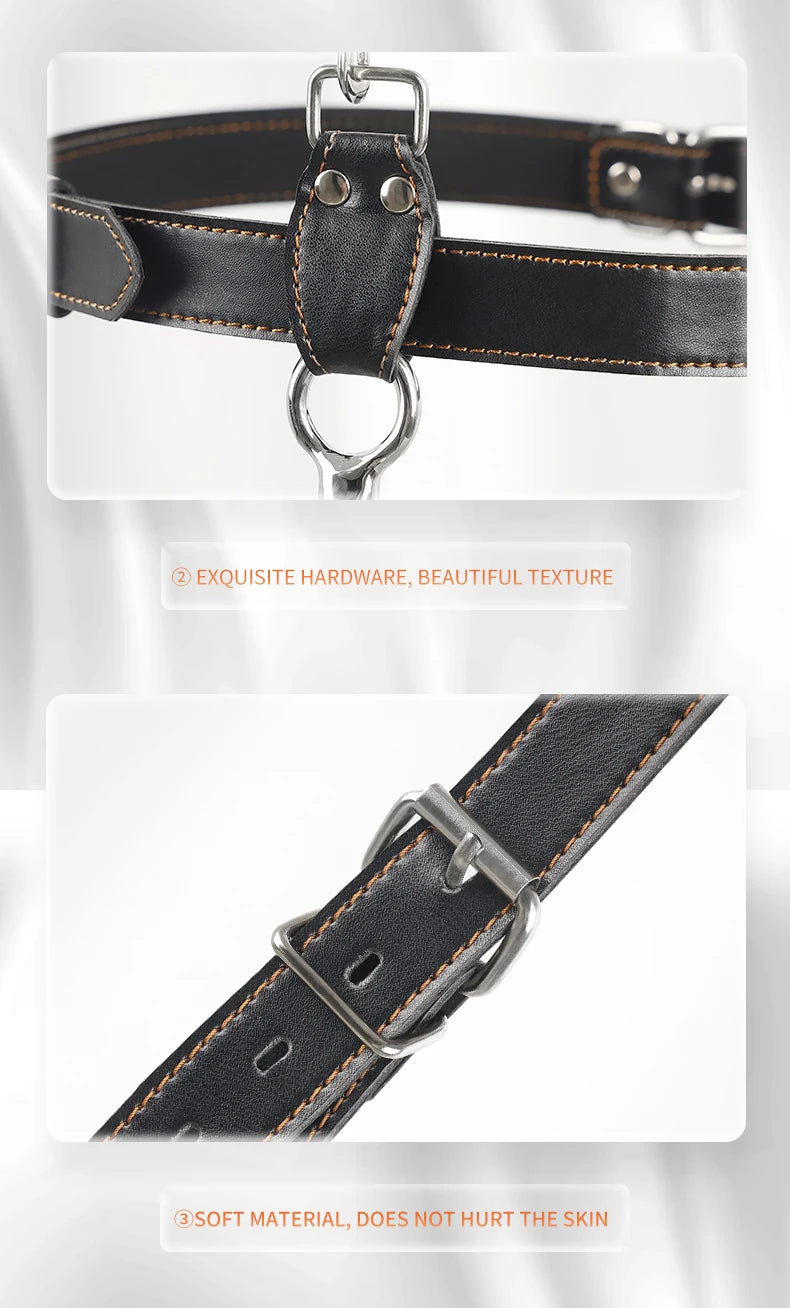 BDSM anal hook leather set, sex assist position, metal hook restraint, belt mouth plug handcuffs, adult sex toys