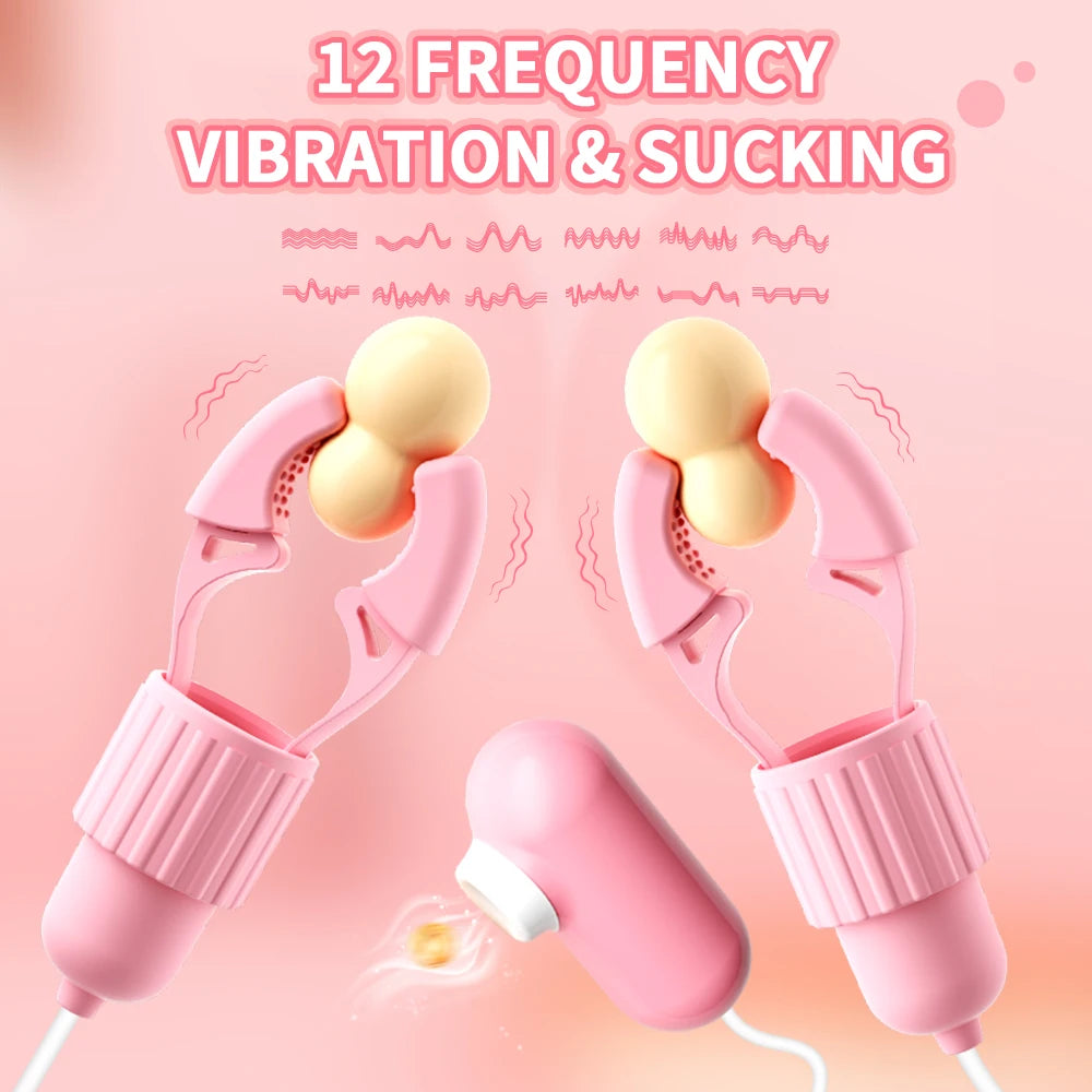 Nipple Clamps Vibrator Women Tongue Licking Strong Sucking Breast Massage Vibrating Toys Adults Female Masturbator Sex Toys 18+