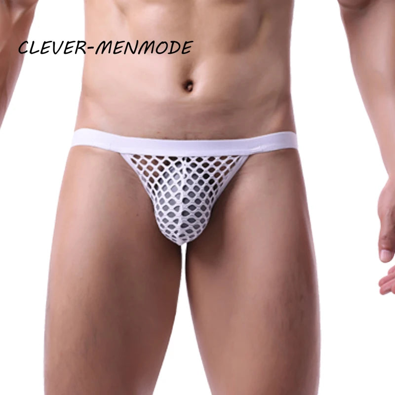 BDSM G-String T-Back Jockstrap Men Fashion Transparent Panties Sexy Fishnet Hip-Baring Thong Low Rise Mesh See-Through Lingerie