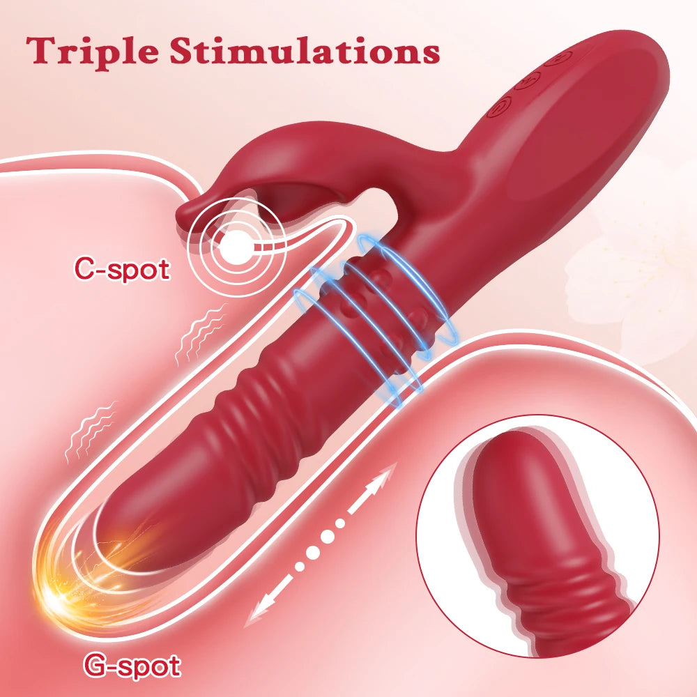 Erotii Premium rabbit vibrator & telescopic dildo with powerful rotating and vibrating functions.