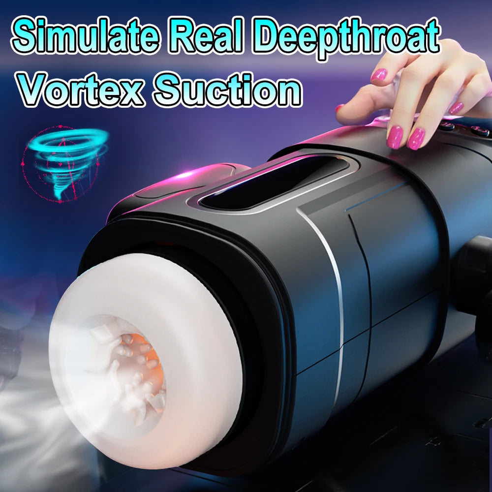 Male Vibrator Automatic Thrusting Sucking Sex Machines Pussy Penis Sleeve Blowjob with Handle LCD Display Pocket Male Adult Toys