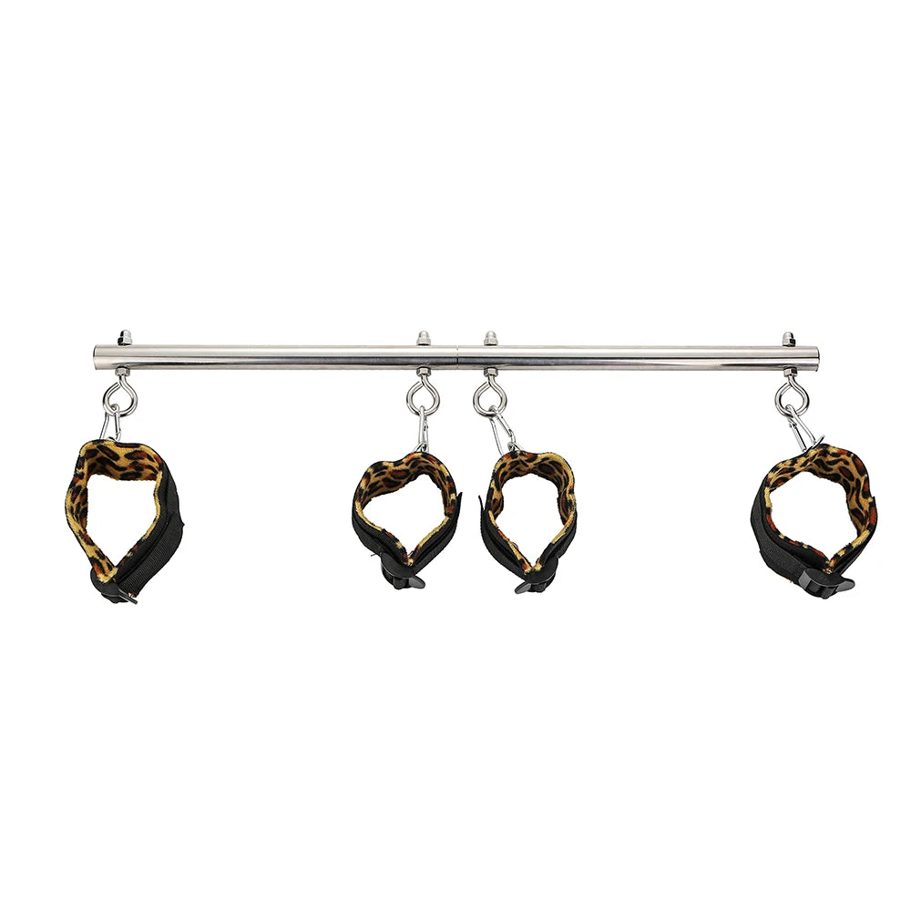 BDSM Bondage Kit Stainless Steel Extendable Spreader Bar Slave Handcuffs Ankle Cuffs Fetish Restraints Set Sex Toys for Couples