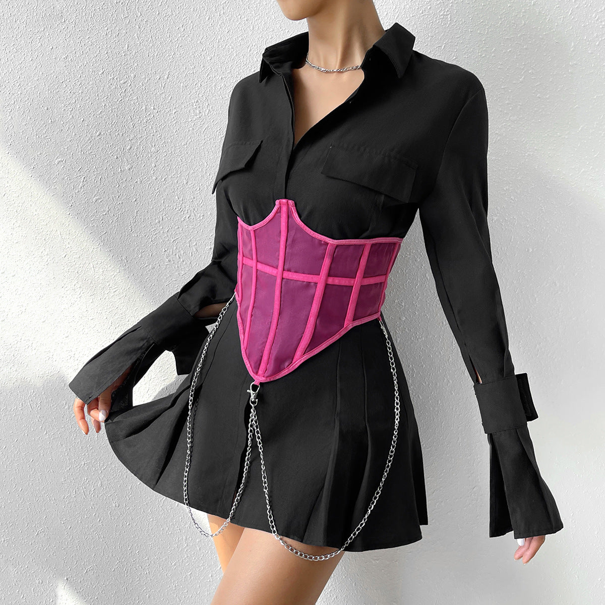 Women Corset Bustier Crop Top Lace-up Bandage Black Gothic Leather Underbust Suspender Cami Vest Waist BodyshaperTank Cummerbund