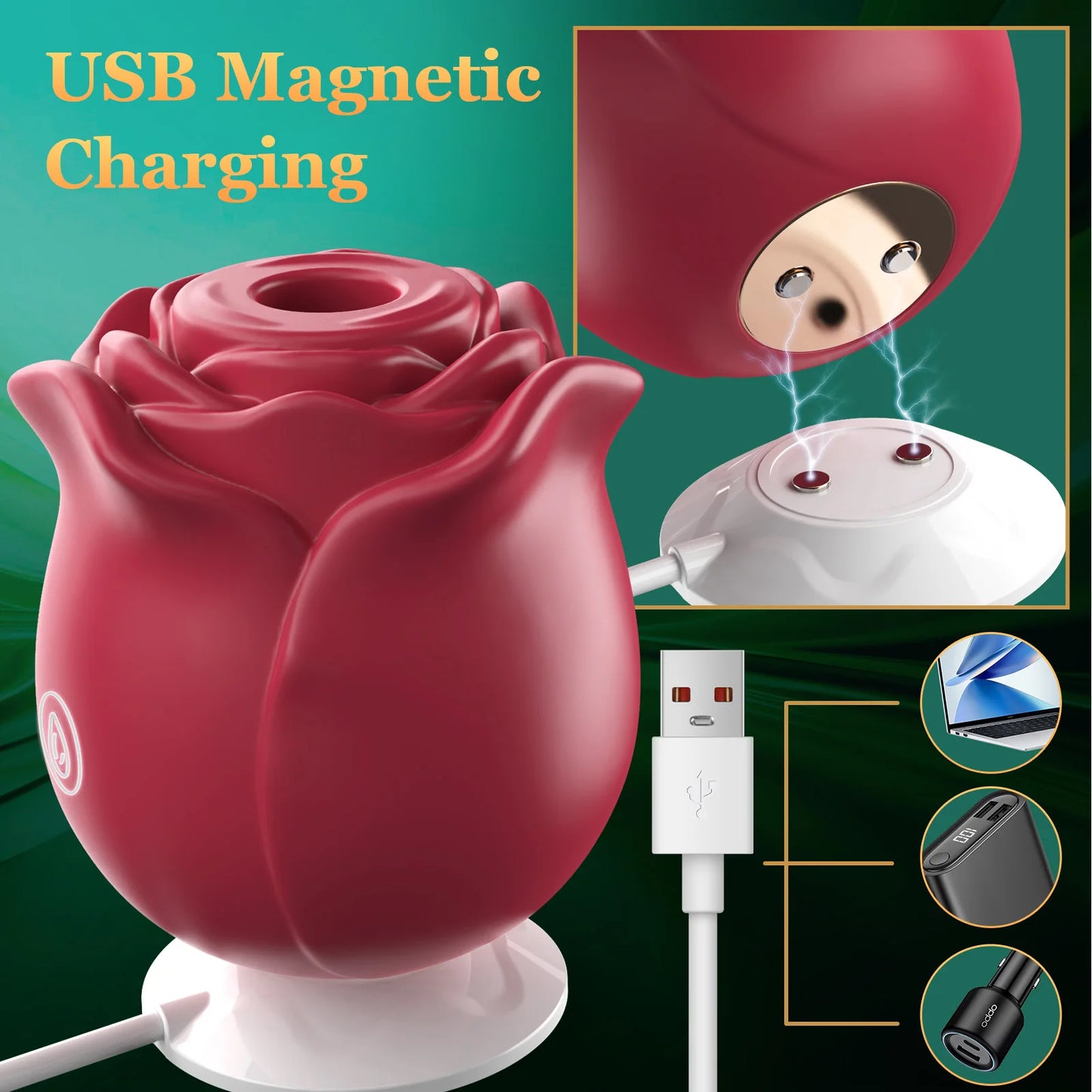 Rose Shape Vagina Sucking Vibrator Nipple Massager Clitoral Vacuum Stimulator Vibrating Female Masturbator Sex Toys for Adults