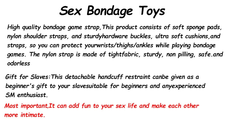 BDSM Sex Handcuffs Restraints Open Leg Ankle Cuffs SM Bondage Harness Bed Bandage Straps Slave Major Toys Erotic Accessories
