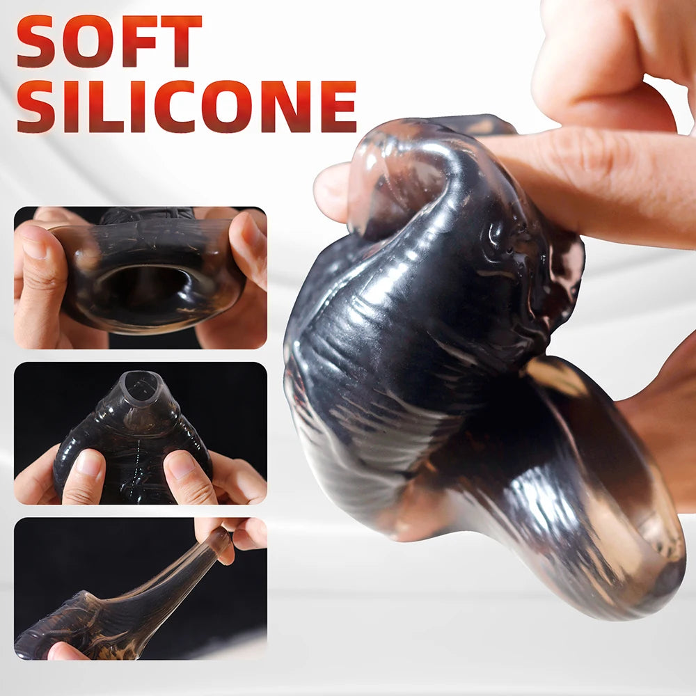 Male Penis Rings Enlargement Cock Sleeve Condoms Delay Ejaculation Stronger Erection Dick Dildo Adult Sex Toys for Men Couple