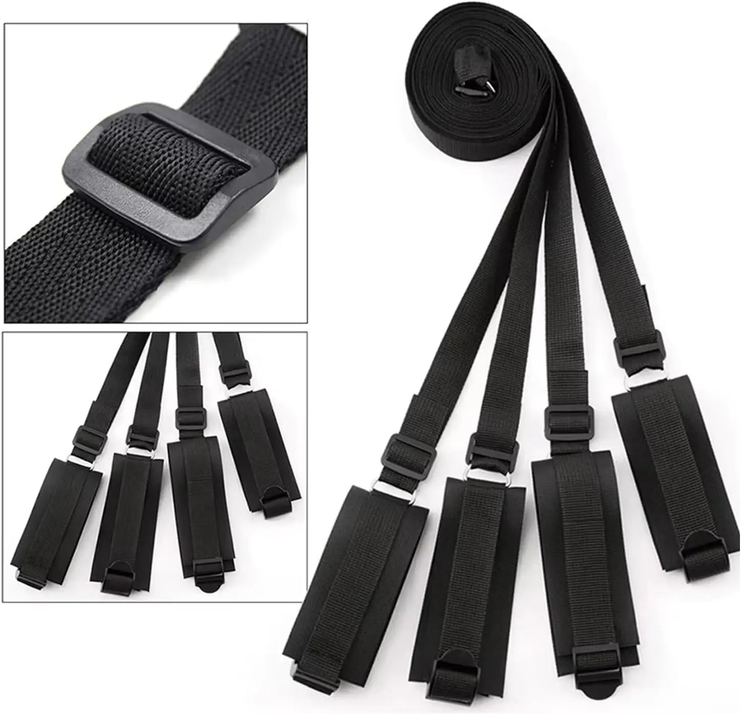 BDSM Bed Restraints Kit Adjustable Set with Wrist Thigh Cuffs Handcuffs Sex Furniture  Bondage Gear for Bedroom  Adult Toys