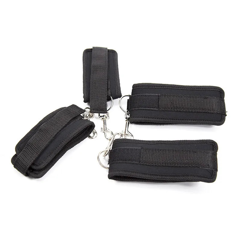 BDSM Restraint Set Bondage Handcuffs & Ankle Fetish Cuffs Slave On The Bed Open Leg Flirt Sex Toys For Women Couples Erotic Shop