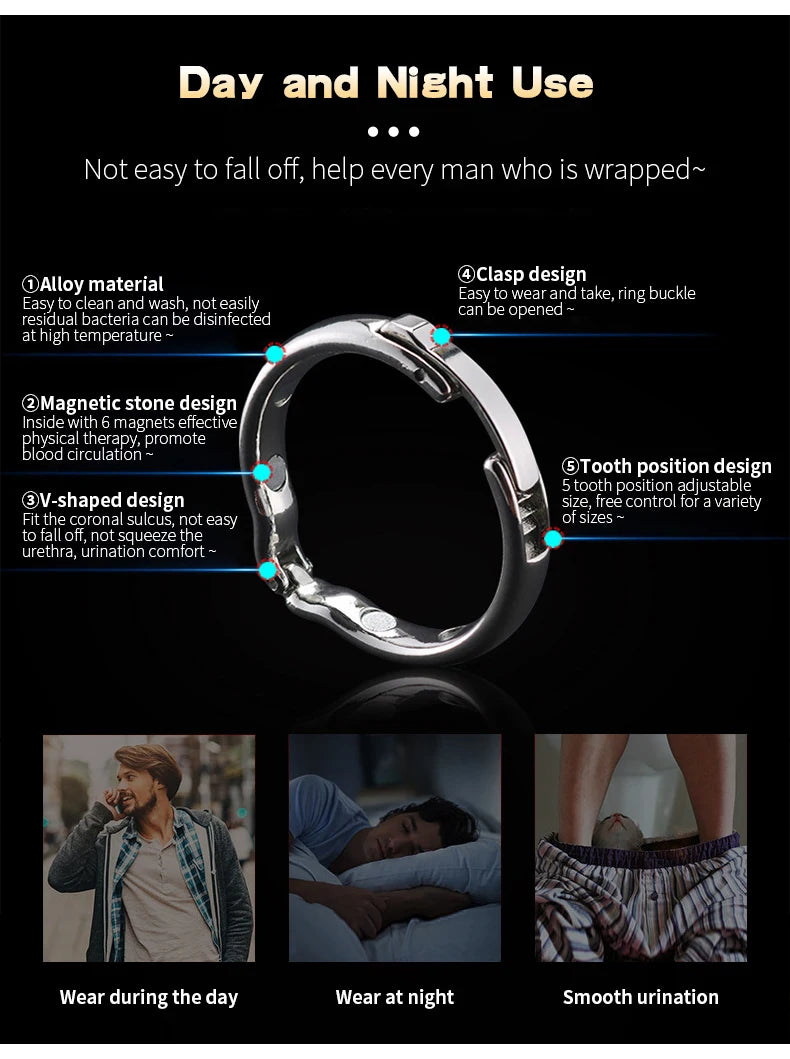 Runyu Metal Penis Ring Circumcision Blocker Glans Cock Ejaculation Delay Training  Semen Lock Ring Adult Sex Toys Aids For Men