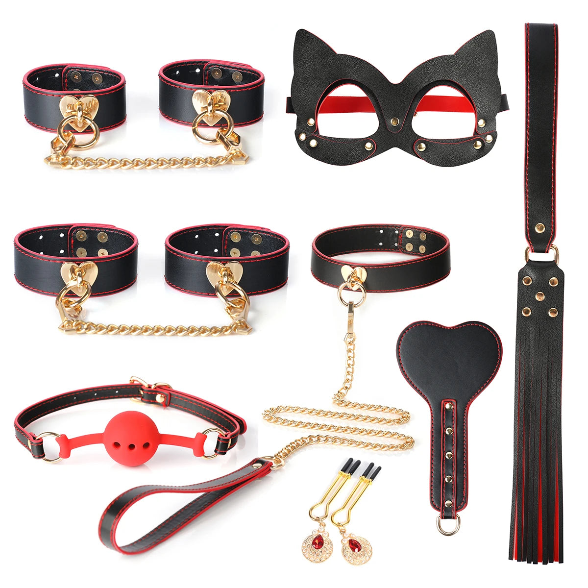 Leather 8 PCS BDSM Bondage Set With Case Adult Sex Games Restraints Kit Exotic Bondage Gear For Couples