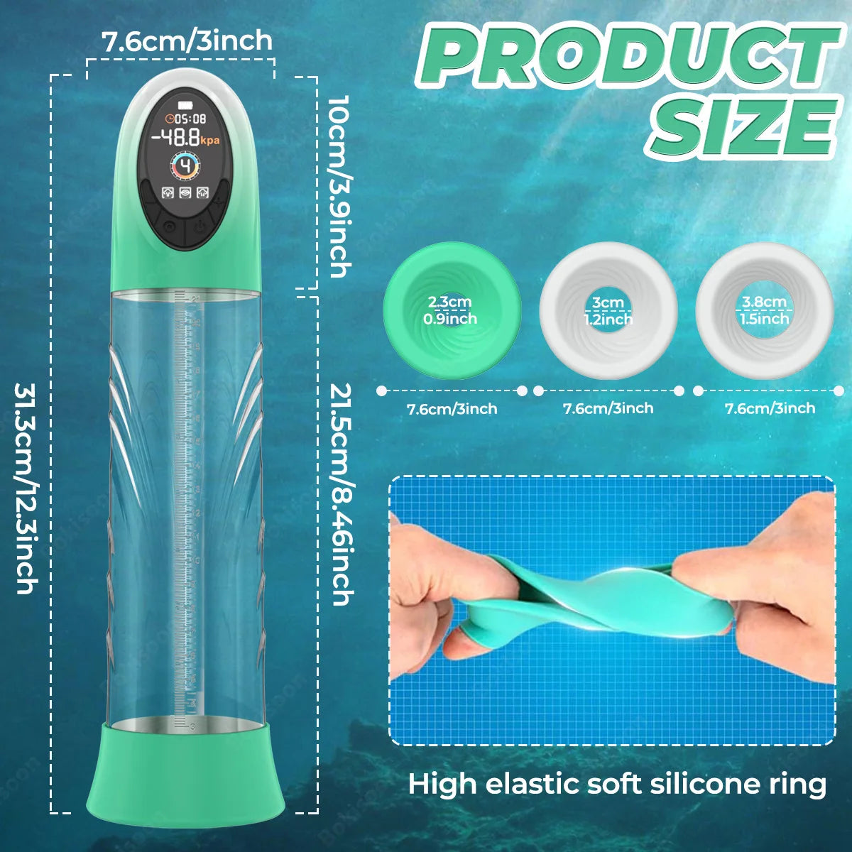 Penis Pump Male Sex Toys Electric Vacuum IPX7 Waterproof LCD Display 4 Pressure Levels 9 Suction Training Penis Extender Bigger