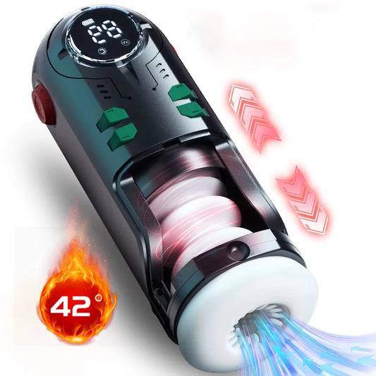 Male Masturbators Cup Telescopic Heated Electric Pocket Pussy Vagina Blowjob Sucking Thrusting Masturbation Sex Toy for Men