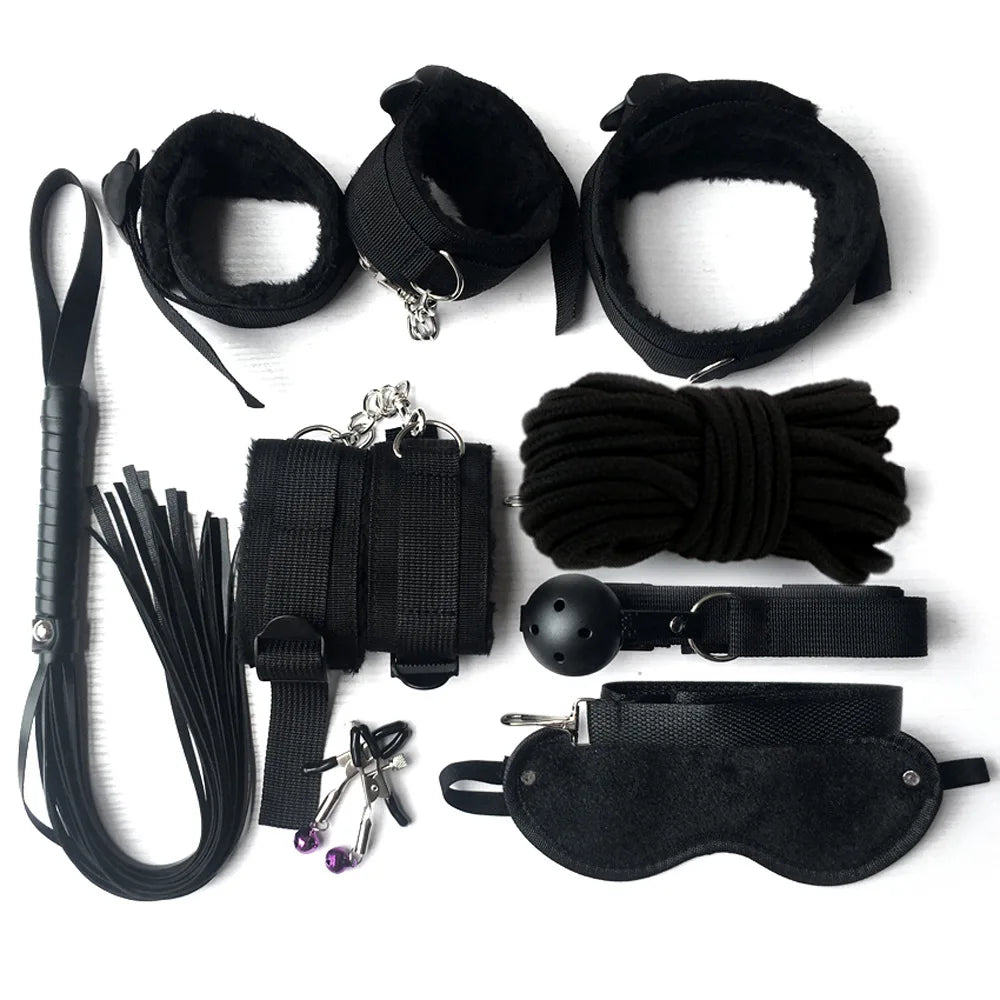 Adult BDSM Bondage Set Soft Cuffs Handcuff  Ankle Restraints Sex Toys Kit for Couples Women Slave Bed SM Strap for Enhanced Play