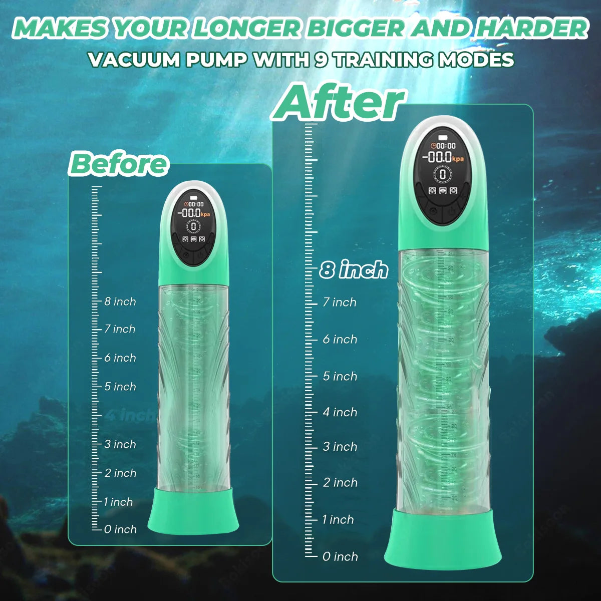 Penis Pump Male Sex Toys Electric Vacuum IPX7 Waterproof LCD Display 4 Pressure Levels 9 Suction Training Penis Extender Bigger