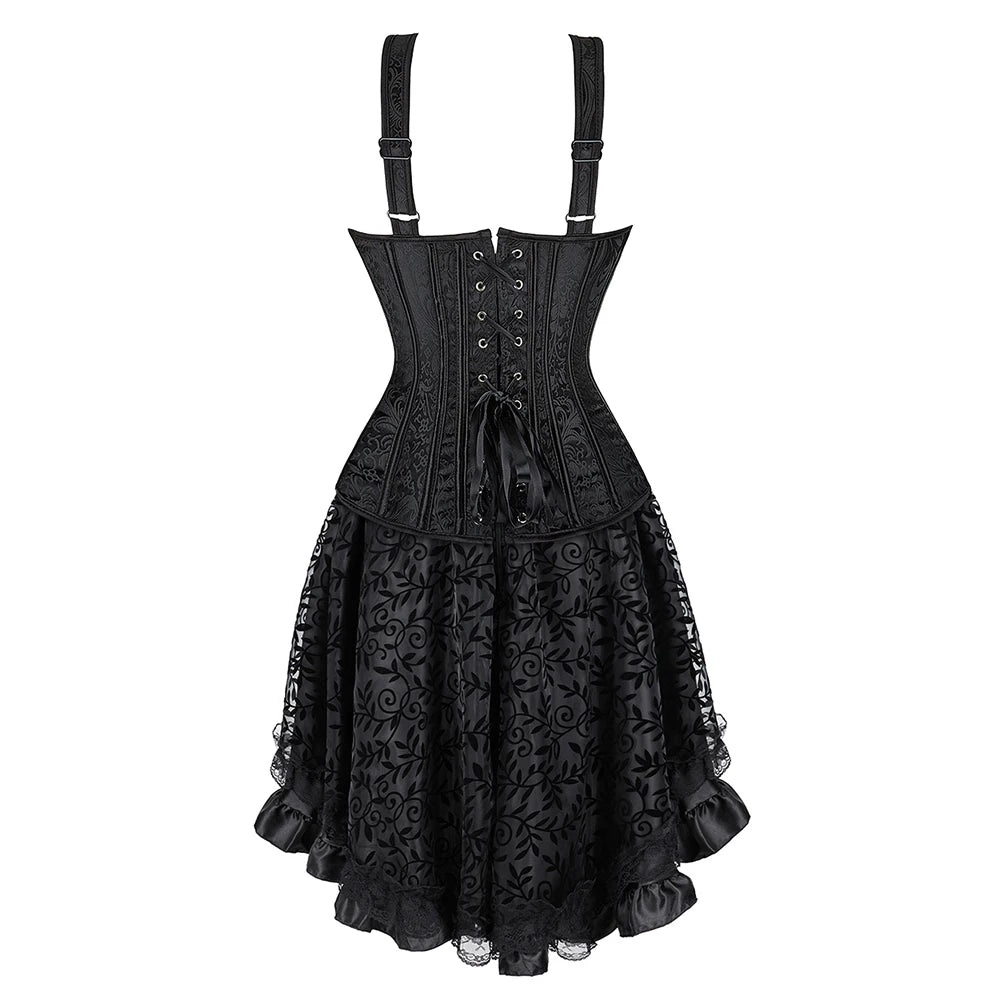 Corsets Top For Women Sexy Gothic Corset Top with Skirts  Steampunk Zipper Corsets Plus Size
