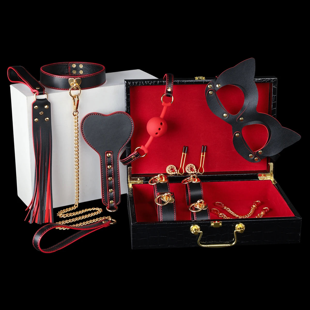 Leather 8 PCS BDSM Bondage Set With Case Adult Sex Games Restraints Kit Exotic Bondage Gear For Couples