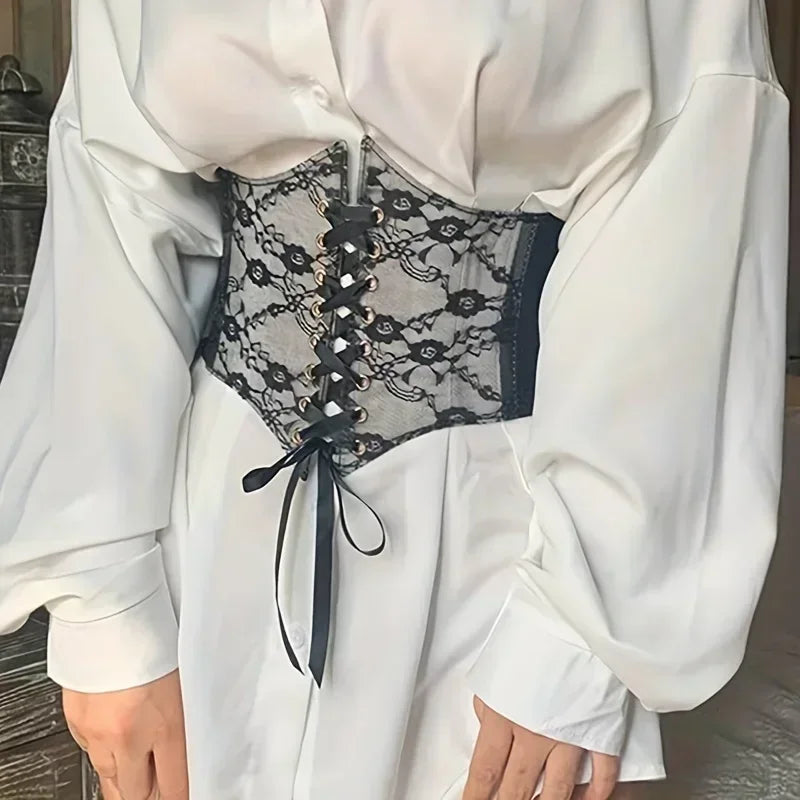 Fashionable Women's Lace-up Corset Belt, Retro Style for Ladies Suitable for Casual Wear and Special Occasions