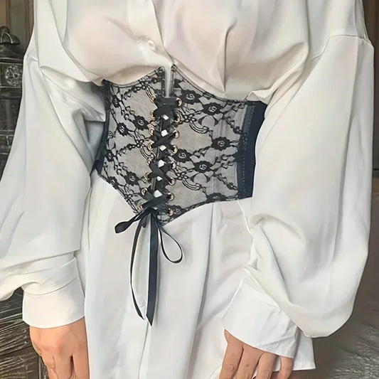 Fashionable Women's Lace-up Corset Belt, Retro Style for Ladies Suitable for Casual Wear and Special Occasions