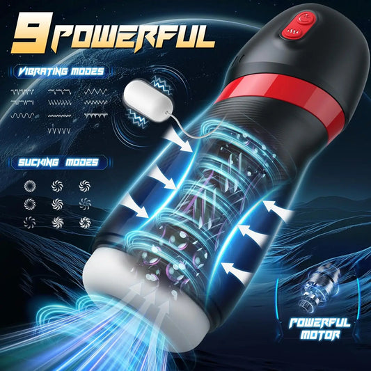Male Masturbator 9 Sucking Vibrating Modes Blowjob Sex Toys App Control Penis Pump 3D Textured Sleeve Pocket Pussy for 18+ Men