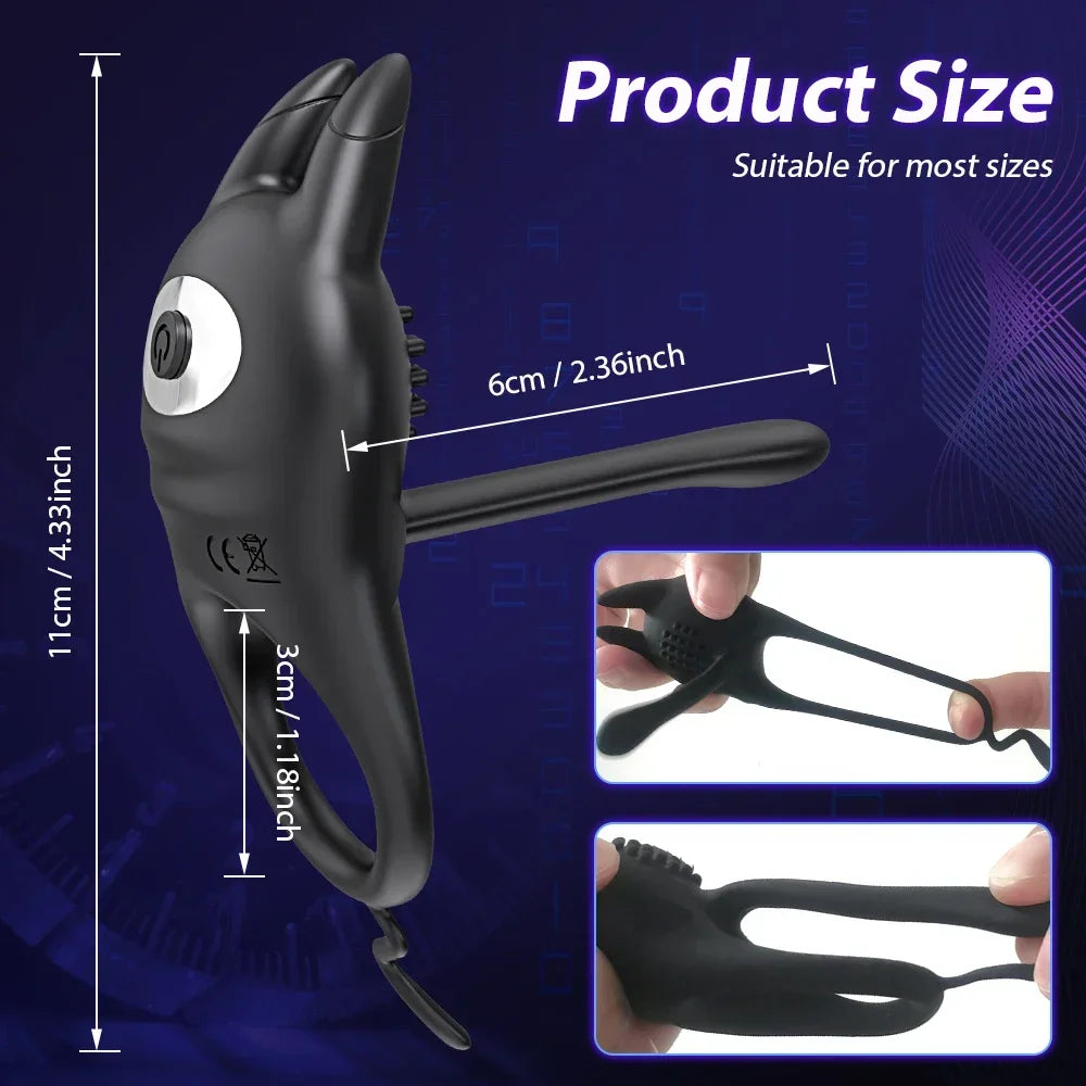 Vibrating Cock Ring Penis Ring for Men Remote Control Ejaculation Delay Penis Extension Clit Stimulator Sex Toy for Couples 18+