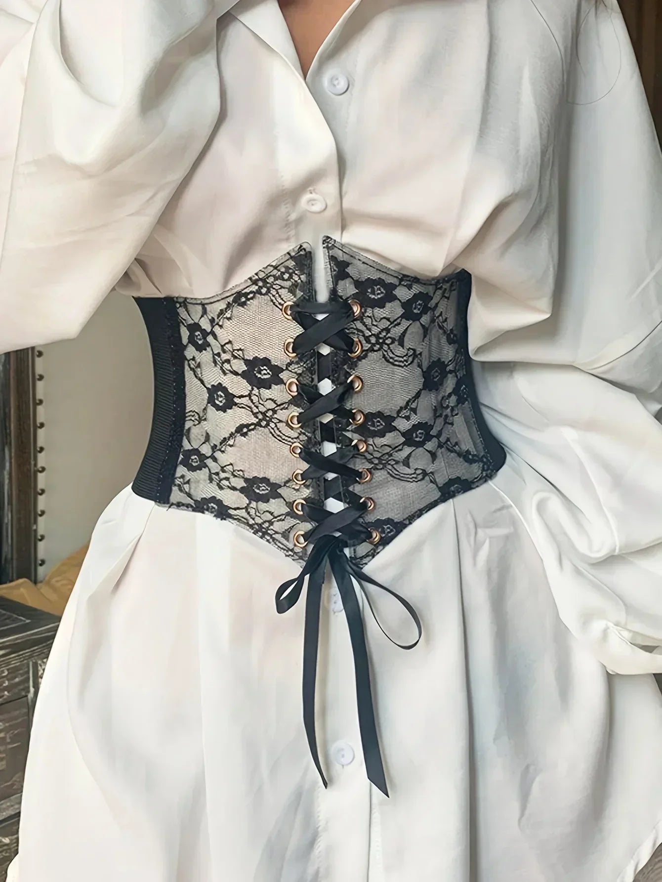 Fashionable Women's Lace-up Corset Belt, Retro Style for Ladies Suitable for Casual Wear and Special Occasions
