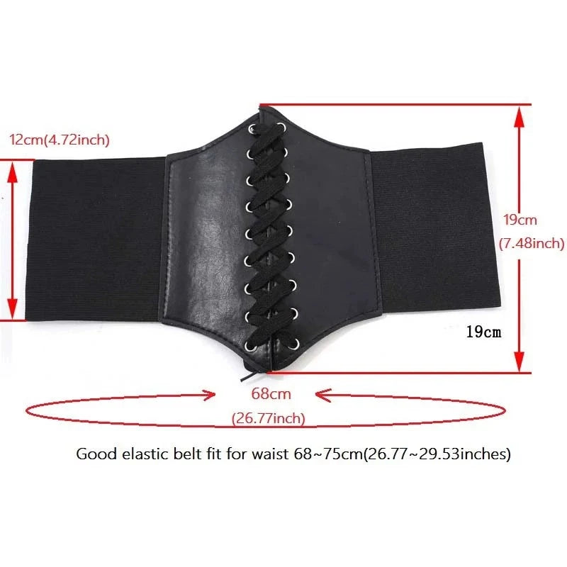 Corset Women Punk Black Wide Belt Leather Slimming Body Belts For Women Cummerbunds Elastic High Waist Belt Female Dress Corsets
