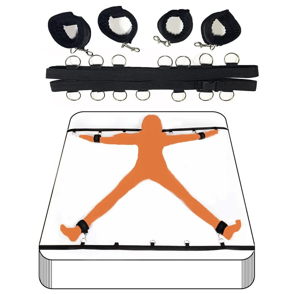 BDSM Bed Bondage Gear Adult Games Erotic Sex Toys For Women Couples Open Leg Handcuffs Ankle Cuffs Toys Restraints Accessories