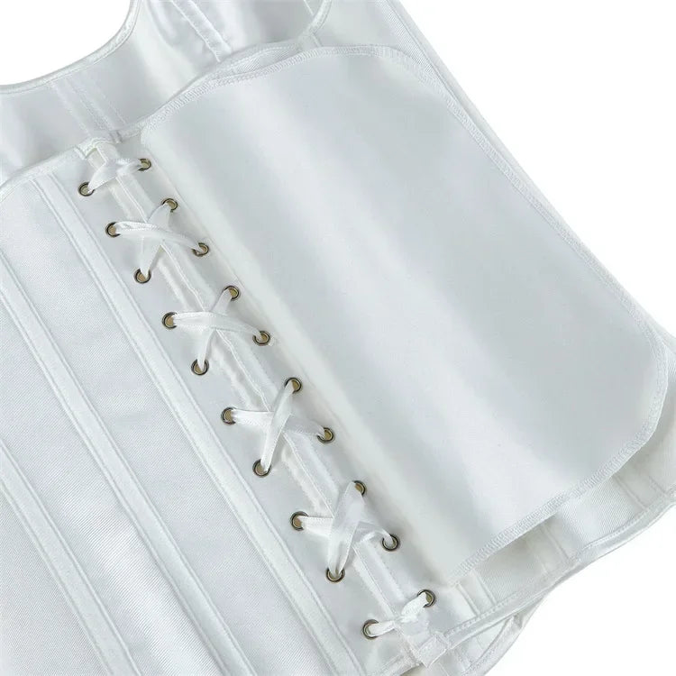Corsets Bustiers for Women Overbust Corset Top Corselet Sexy Satin Lace up Zipper Corsetto Shaper Gothic Korsett Black