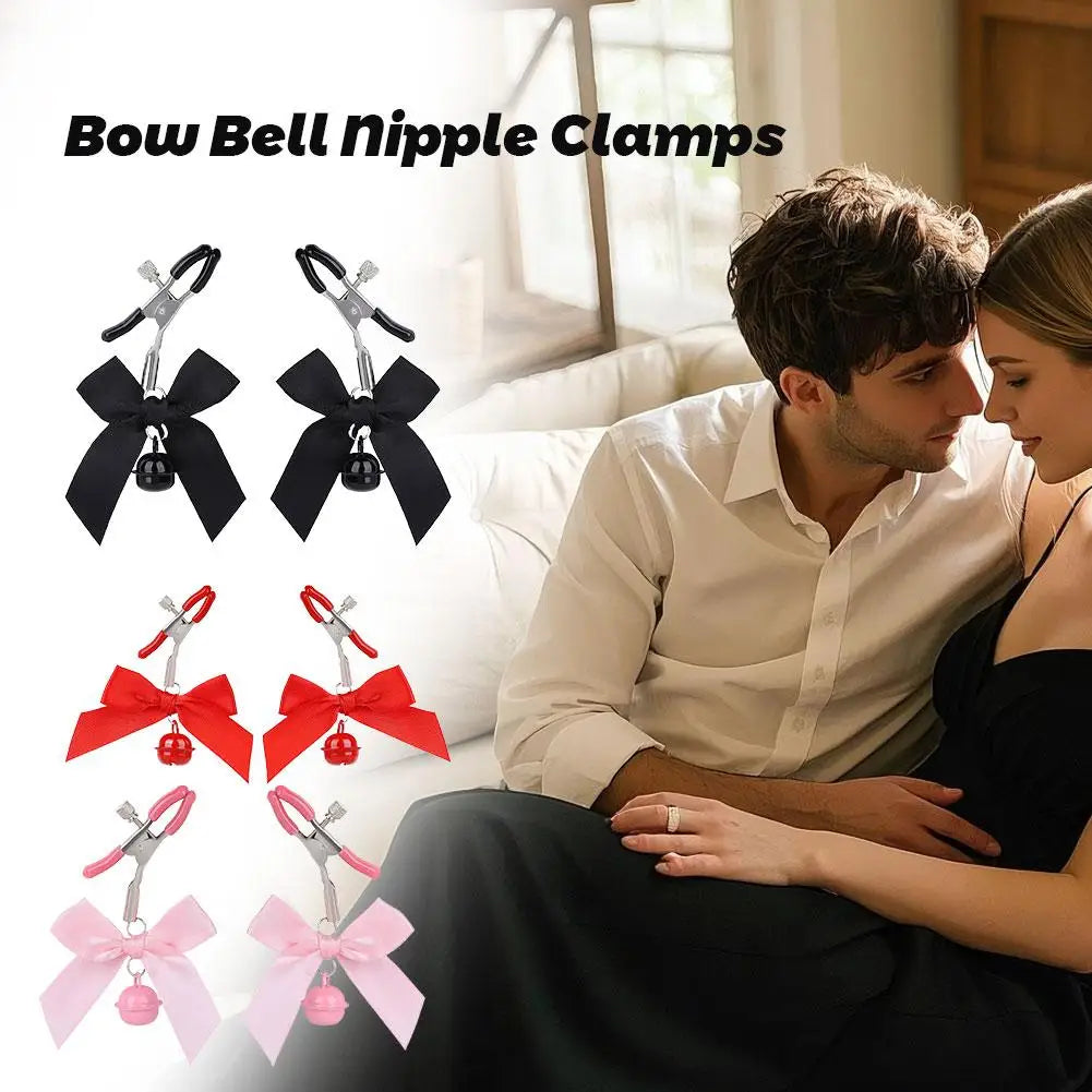 BDSM Sexy Bow Adjustable Nipple Clamp Breast Bdsm Small Bell Adult Fetish Flirting Teasing Sex Toy For Couple Nipple Clip Breast