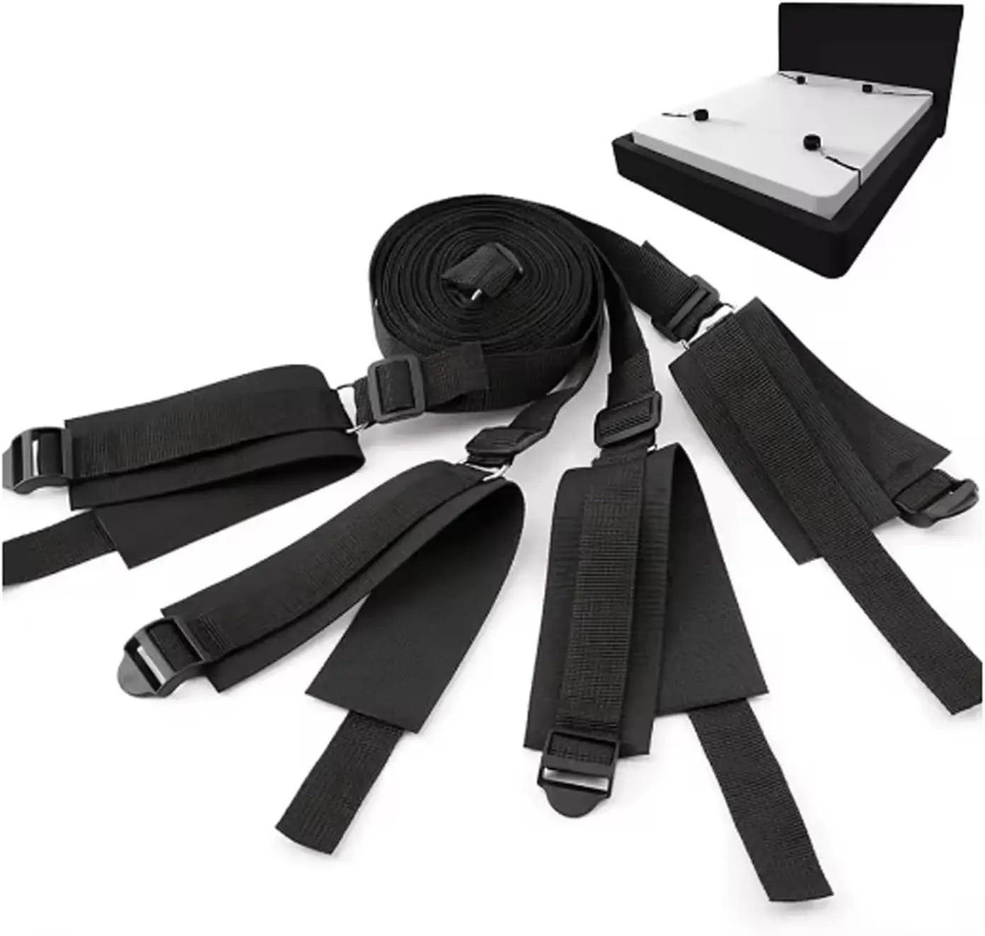 BDSM Bed Restraints Kit Adjustable Set with Wrist Thigh Cuffs Handcuffs Sex Furniture  Bondage Gear for Bedroom  Adult Toys
