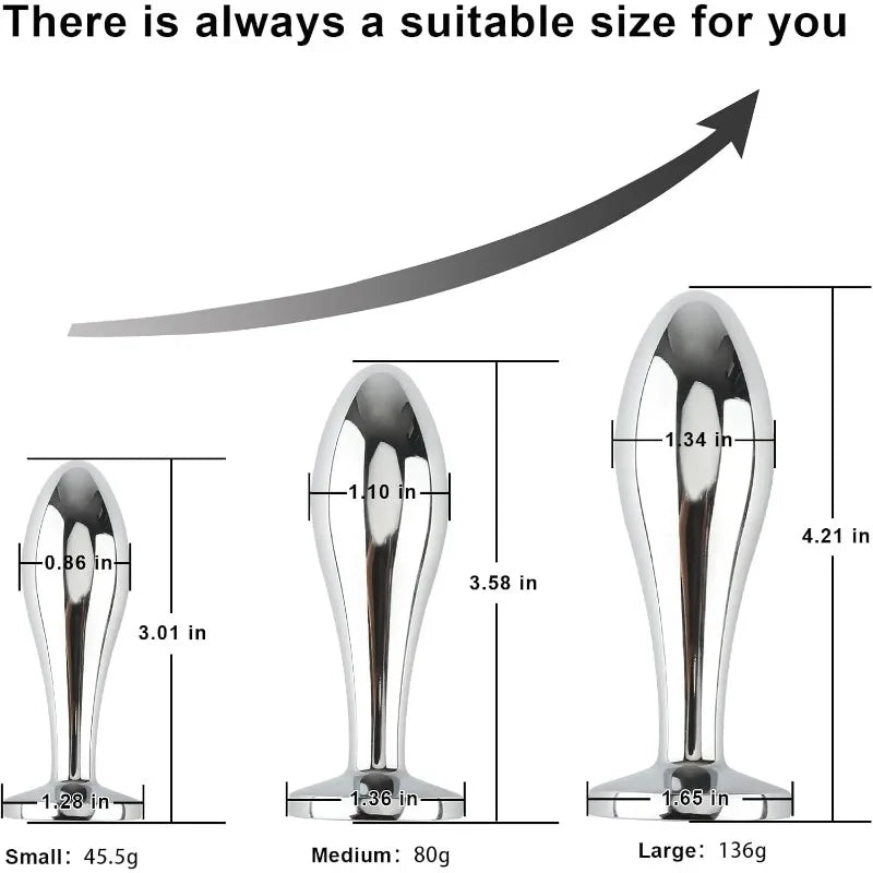Anal Butt Plug 3Pcs Set Safety Metal Anal Butt Plug Sex Toys with Crystal Diamond Beginner Anal Toys for Adult Unisex Adult Toys