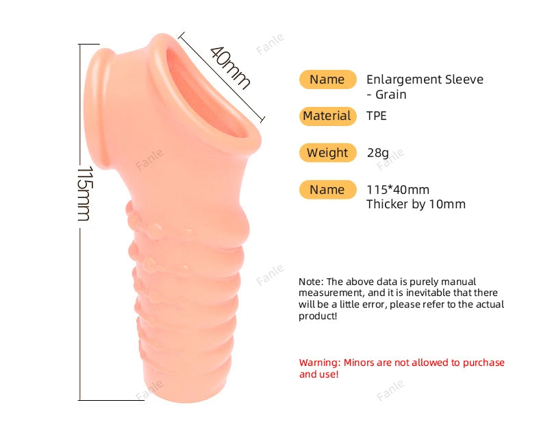 2PCS Reusable Penis Enlargement Sleeves Realistic Textured Cock Ring Sex Toy Enlarger Condom Soft Penis Sleeve for Men Couples