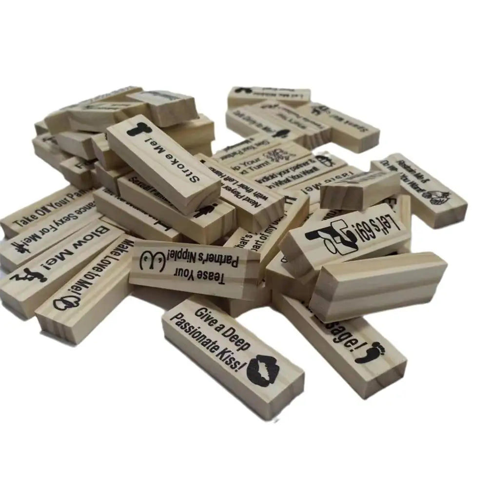 Adult Sex Block Games With 48pcs Wooden Blocks For Couples,Ideas Fun Stacking Blocks Anniversary Date Night Dice Love Tower Game