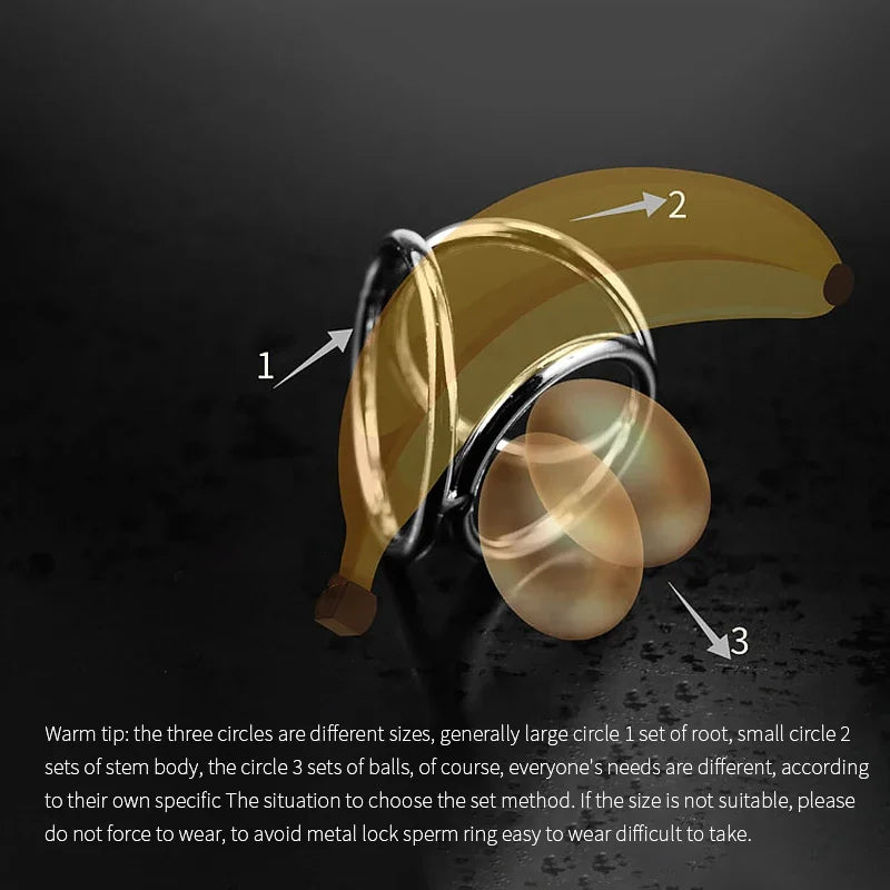 Male Penis Ring with tri-ring Metal Scrotal Restraints BDSM Cock Ring Urethral Ring Delay Ring Adult Sex Toy for Men