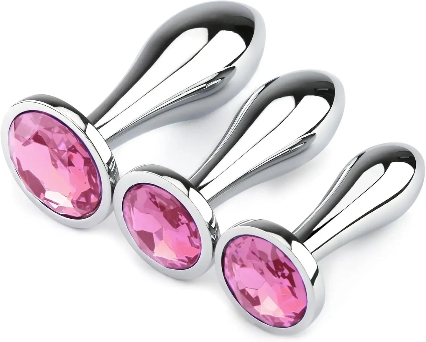 Anal Butt Plug 3Pcs Set Safety Metal Anal Butt Plug Sex Toys with Crystal Diamond Beginner Anal Toys for Adult Unisex Adult Toys