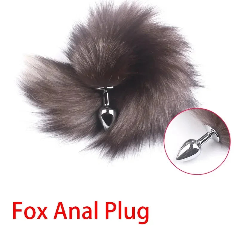Anal Plug Metal Long Tail Anal Toys Sexy Fox Tail Anal Plug Adult Products Cosplay Sex Toys for Woman Men BDSM Beginner Sex Toys