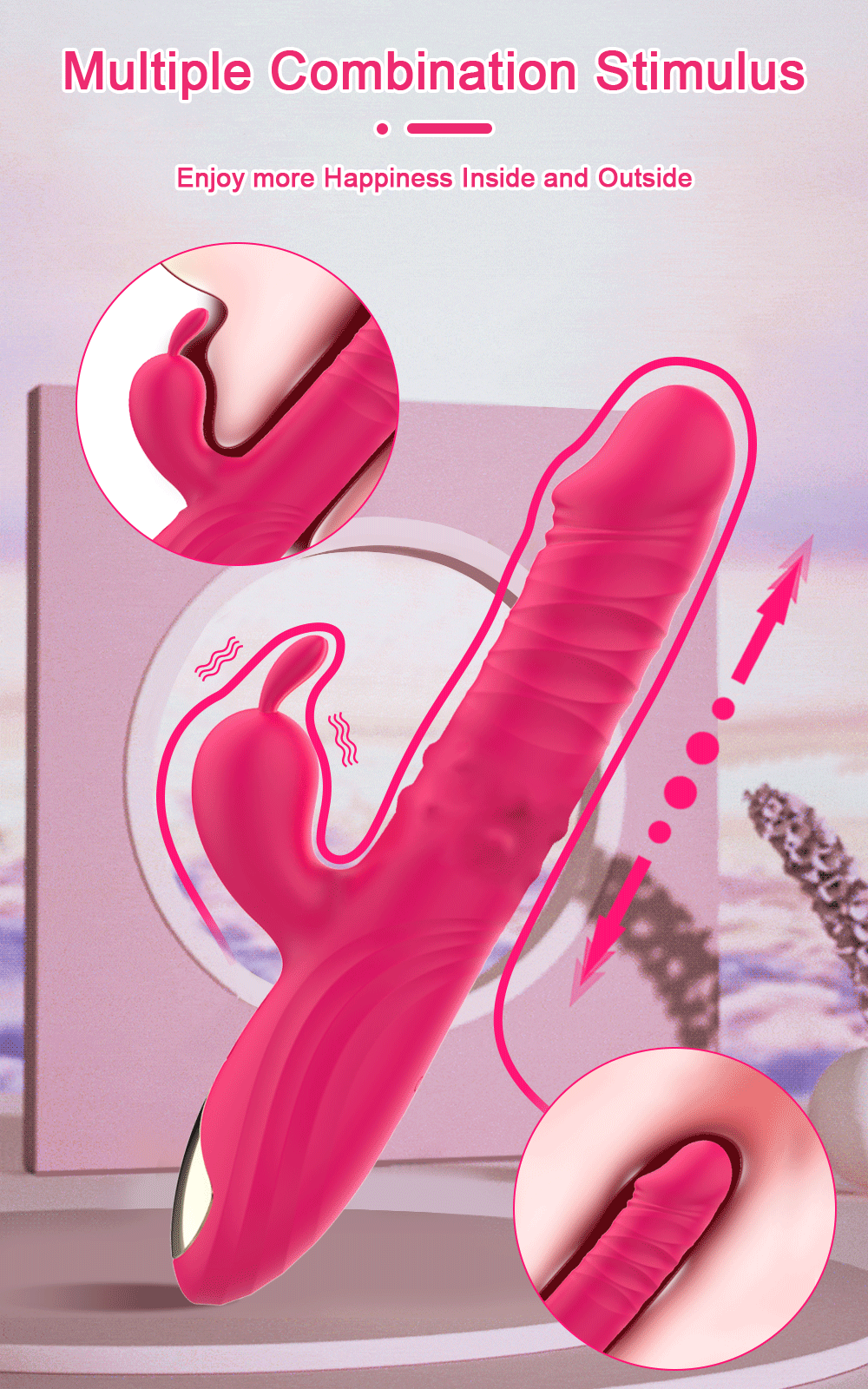 Rabbit Vibrator G-Spot Vaginal Stimulator Telescopic Clitoral Female Masturbator Massager Licking Dildo Adult Sex Toys for Women
