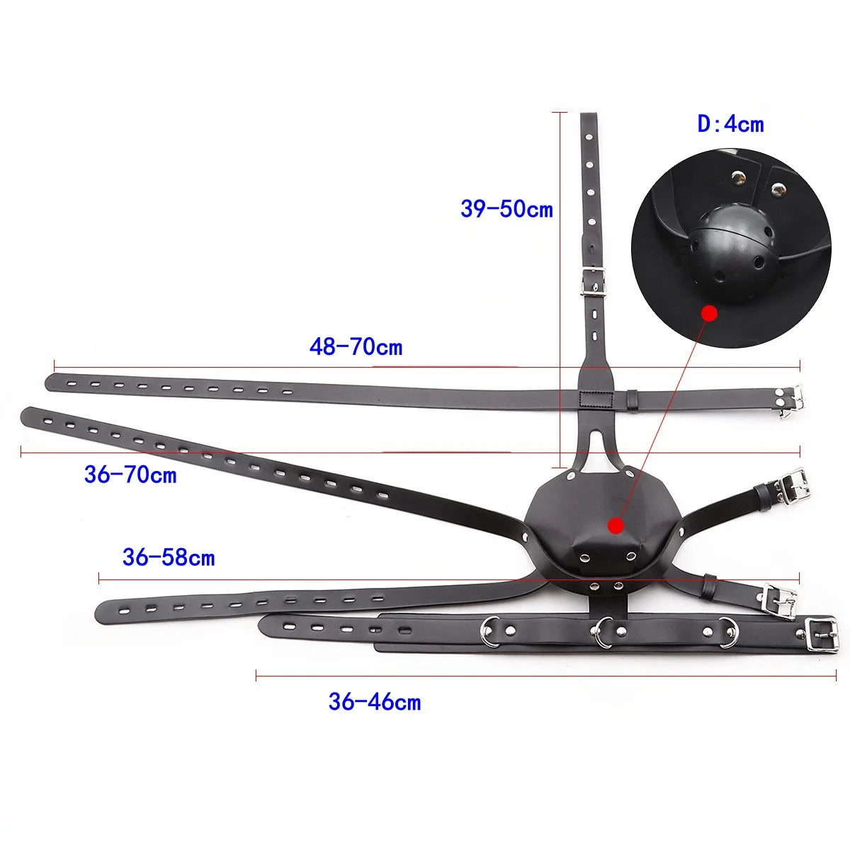 BDSM Leather Head Harness Oral Mouth Ball Restraint Hood Mouth Strap Bondage Gag Half Face Mask for Couple SM Slave Roleplay