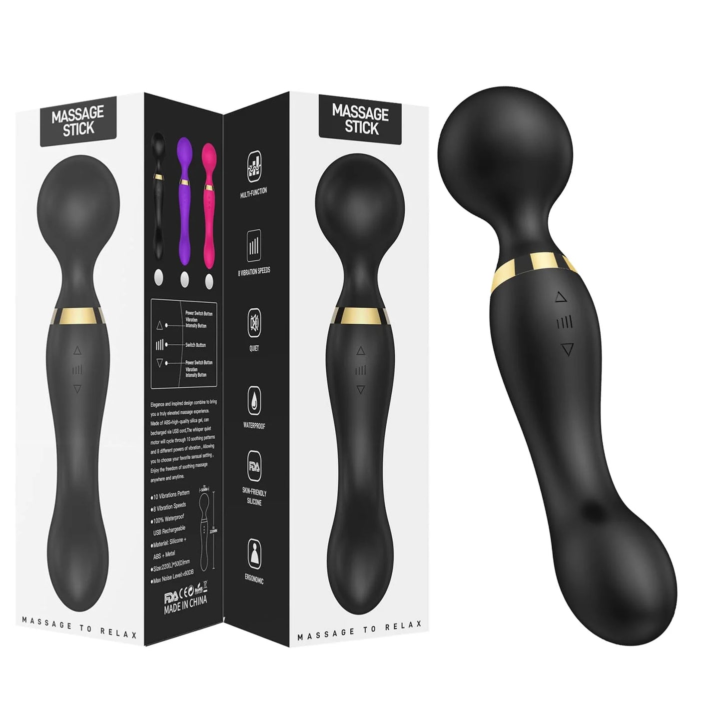 Vibrator Wand,Adult Sex Toy Wand, G Spot Dildo, Clit Vibrator, Sex Vibrators,Clitoris Stimulation,with 8 Speeds & 20 Patterns, F