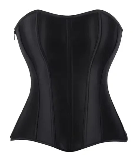 Corsets Bustiers for Women Overbust Corset Top Corselet Sexy Satin Lace up Zipper Corsetto Shaper Gothic Korsett Black