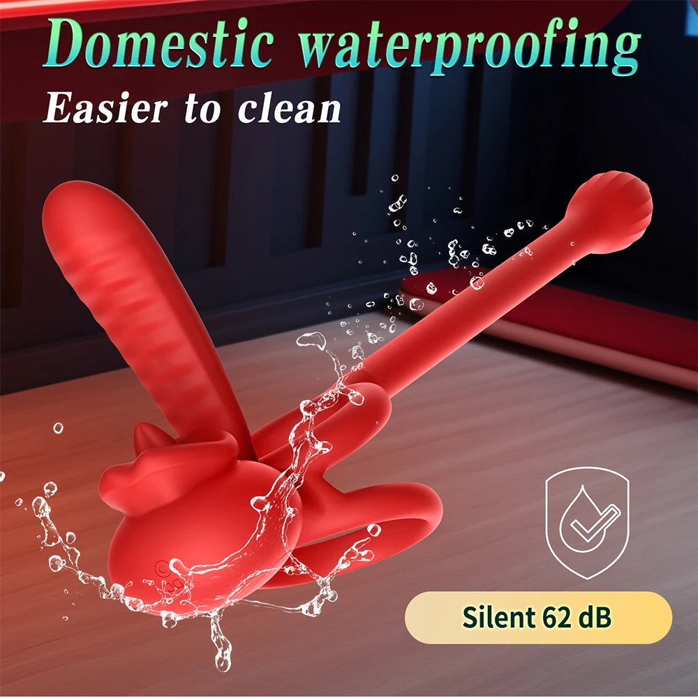 App Vibrating Penis Ring Vibrator with Sexy Licking Mouth G Spot Clitoral Stimulator Cock Rings Couples Adult Sex Toys for Men