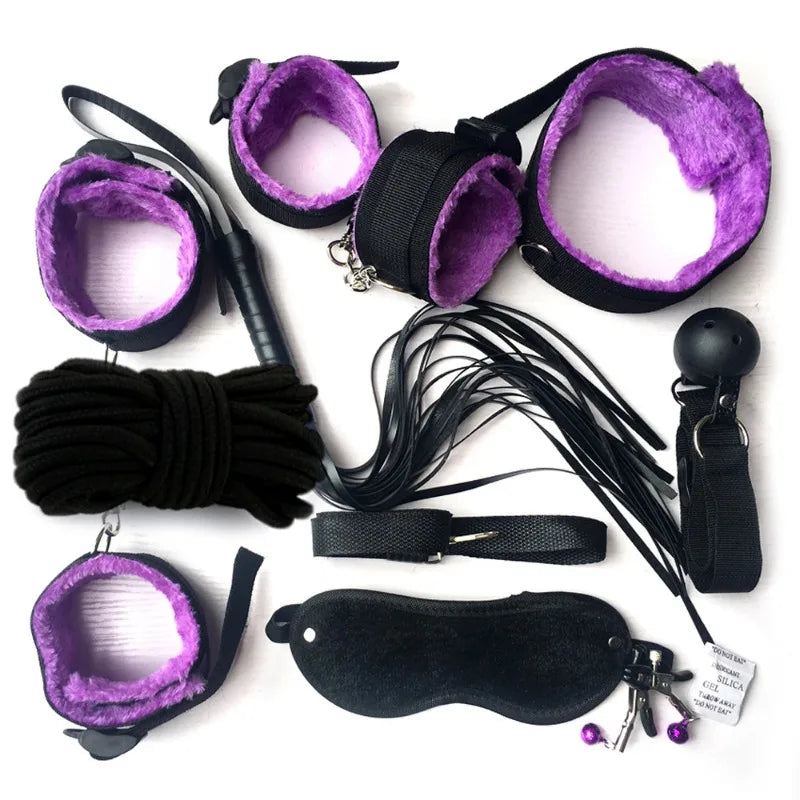 Adult BDSM Bondage Set Soft Cuffs Handcuff  Ankle Restraints Sex Toys Kit for Couples Women Slave Bed SM Strap for Enhanced Play