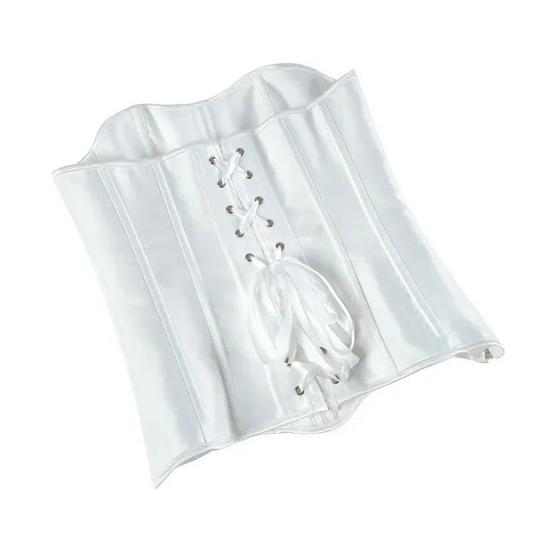 Corsets Bustiers for Women Overbust Corset Top Corselet Sexy Satin Lace up Zipper Corsetto Shaper Gothic Korsett Black