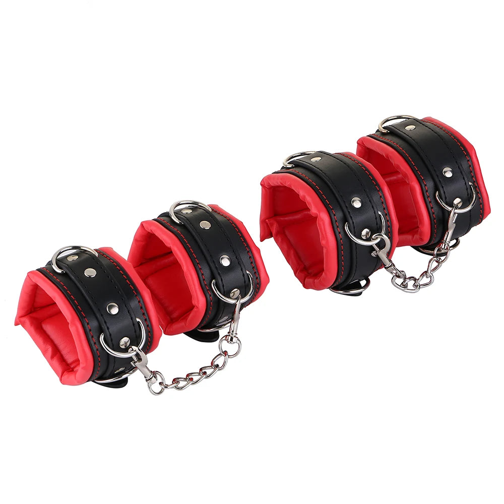 BDSM Bondage Kit Stainless Steel Extendable Spreader Bar Slave Handcuffs Ankle Cuffs Fetish Restraints Set Sex Toys for Couples