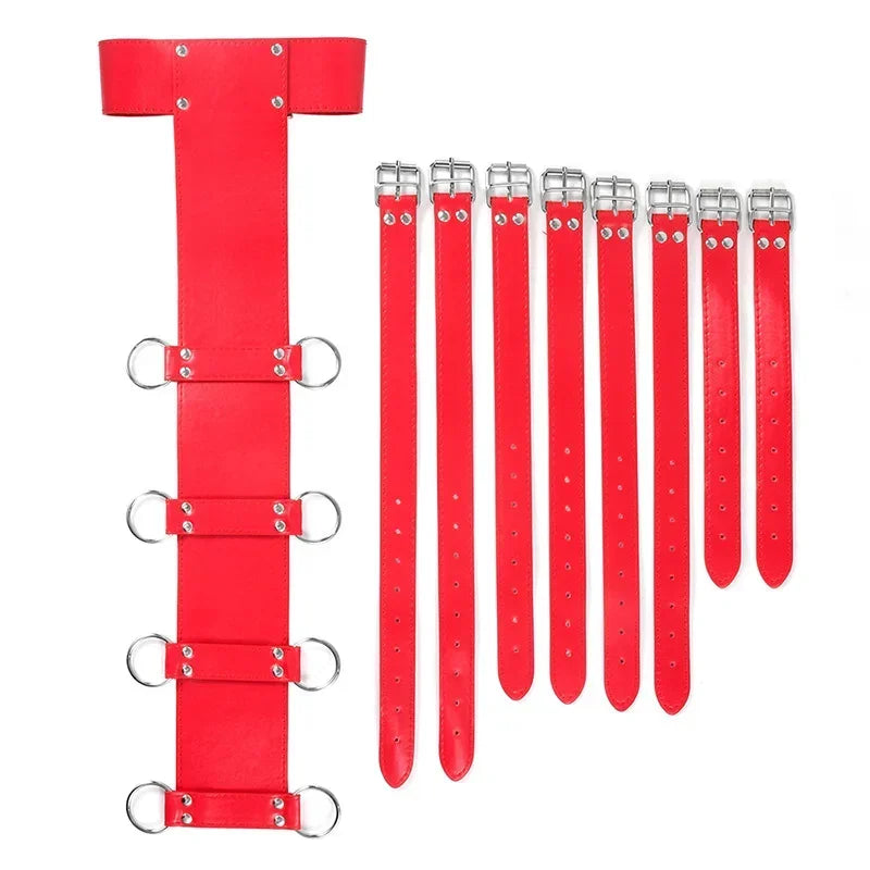 Bdsm Full Body Leather Restraint Straps Hand Behind Back Bondage Bondage Black Belt Arm Body Binder Glove Sleeves Sex Bandage