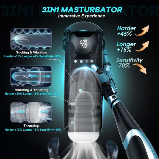 Automatic Telescoping Male Masturbator Cup Penis Pump Pocket Pussy with 9 in 1 Suction Vibrating Modes App Controll Sex Toy