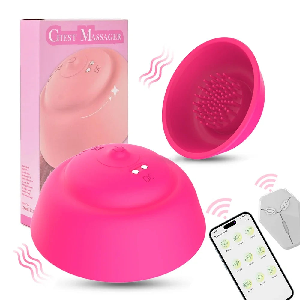 Nipple Toy Vibrator for Women APP Remote Control Nipple Clamps Sucking with 10 Vibrating Breast Stimulation Sex Toys for Couples
