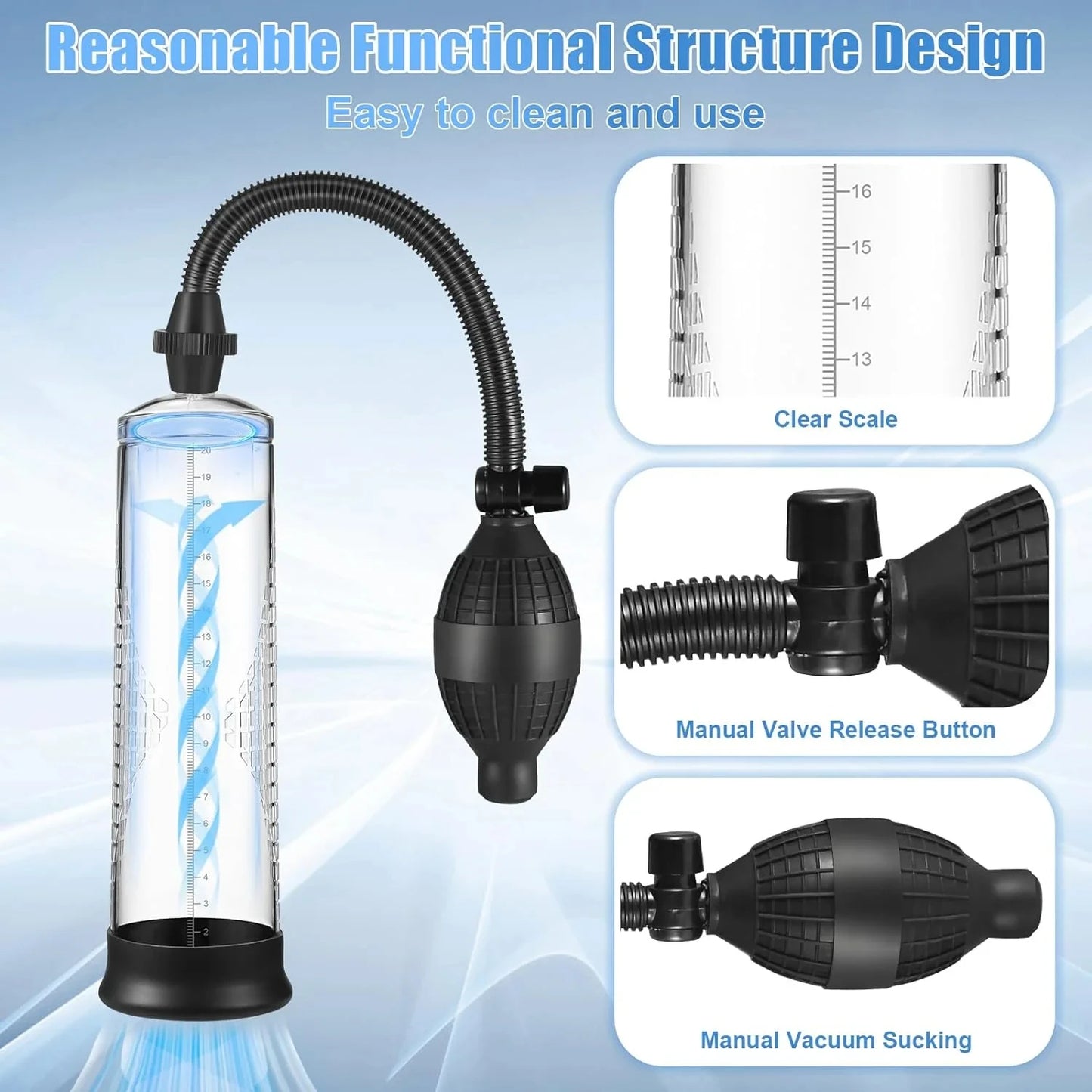Effective Penis Pump Enlargement Vacuum Dick Extender Men Sex Toy Powerful Vacuum Pump Increase Length Enlarger Adult Product