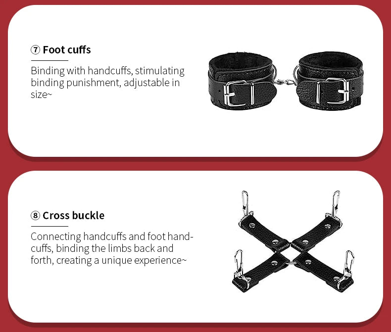 Bondage for Sex 11 Pcs BDSM Leather Bondage Sets Restraint Kits lBondage Gear Accessories for Women and Couples Adult Sex Toy